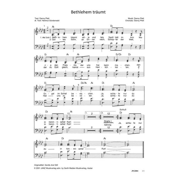 Produktbild des Artikels Bethlehem träumt / Gentle And Still (Noten - Download)