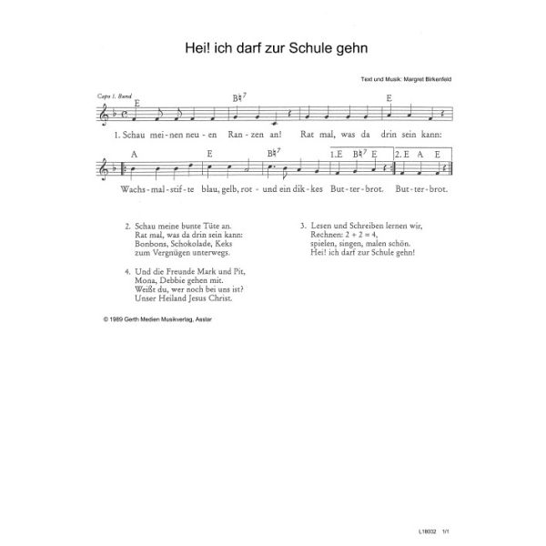 Produktbild des Artikels Hei! ich darf zur Schule gehn (Noten - Download)