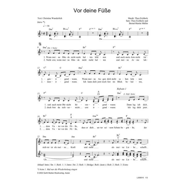 Produktbild des Artikels Vor deine Füße (Noten - Download)