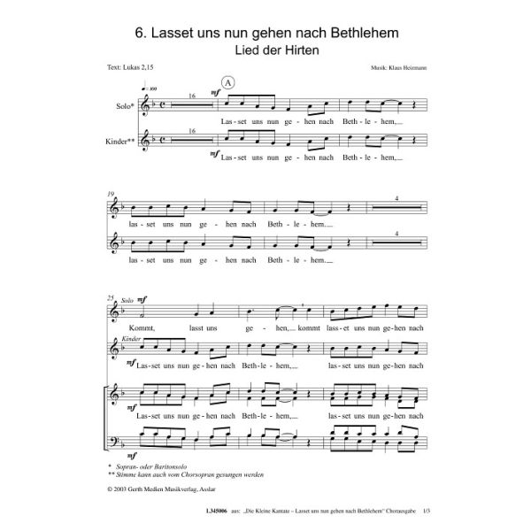 Produktbild - Lasset uns nun gehen nach Bethlehem