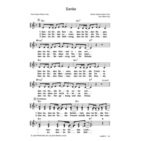 Produktbild des Artikels Danke! (Noten - Download)