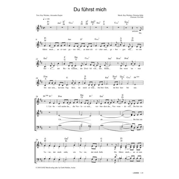 Produktbild des Artikels Du führst mich (Noten - Download)