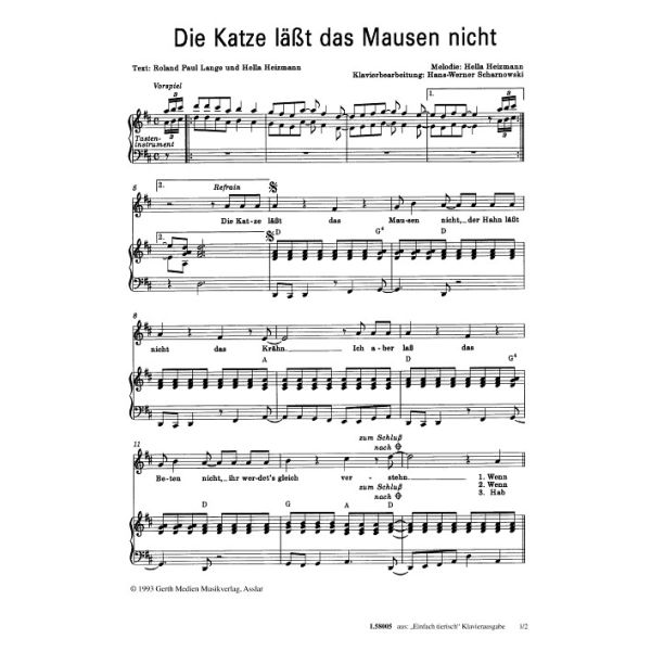 Produktbild des Artikels Die Katze lässt das Mausen nicht (Noten - Download)