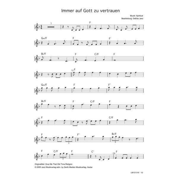 Produktbild des Artikels Immer auf Gott zu vertrauen / Give Me That Old Time Religion (Noten - Download)