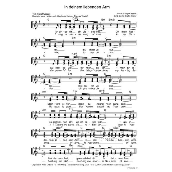 Produktbild des Artikels In deinem liebenden Arm / Arms Of Love (Noten - Download)
